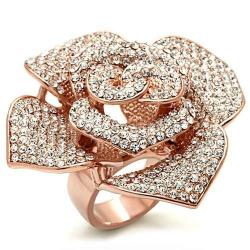 ENORME ANILLO MODA CÓCTEL CIRCONITAS CÚBICAS TONO ORO ROSA ROSA TALLA 8 Foto 1 de 1