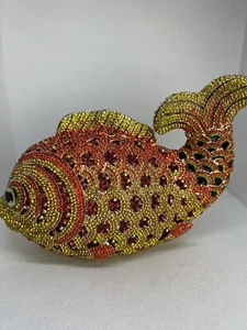 Fish Clutch Designer Handbag Minaudiere Swarovski Crystals CIEL Collectables - Picture 1 of 9