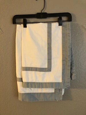 2 Restoration Hardware Standard pillow shams double stripe Sateen Blue white (C) - Image 1 of 4