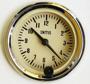 Genuine Smiths 12V Classic Car Clock Chrome Bezel & Magnolia /Cream Face GAE128M - Picture 1 of 2