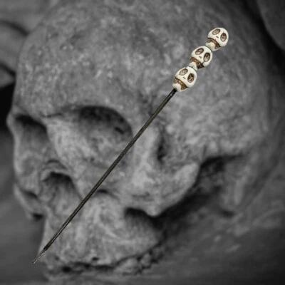 **3fach SKULL - VOODOO NADEL FÜR PUPPENRITUALE - ALBINO SKULL** - Bild 1 von 4