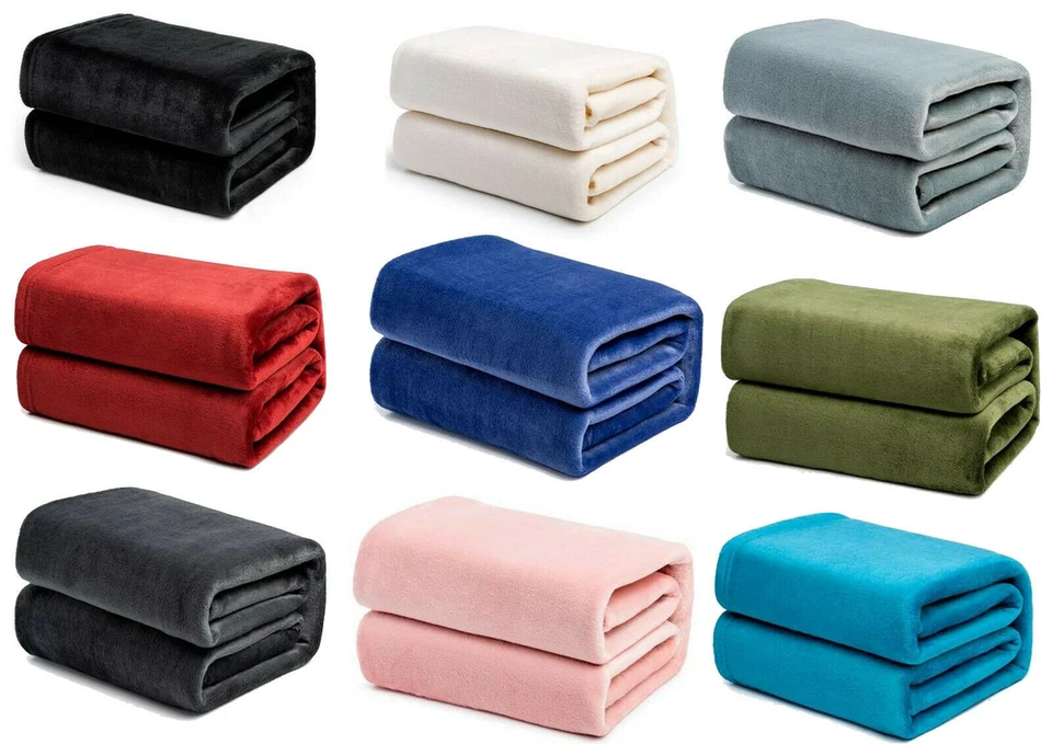 Fleece Blanket Solid Ultra Soft Throw Luxurious and Cozy Plush Double King - Image 1 of 1