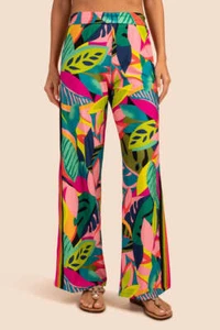 TRINA TURK Rainforest Beach Pants Wide Leg Swimsuit Cover Up Pants M NWT $162 - Picture 1 of 4
