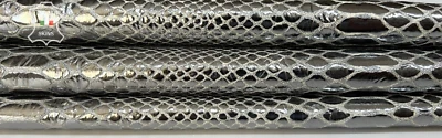 METALLIC STEEL SNAKE PRINT On Italian Goatskin Leather hides 5sqf 1.0mm #B7832 - Image 1 of 4