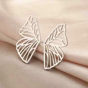 Orecchini a perno simmetrico ali di farfalla acciaio inox per donna ragazza gioielli - Foto 1 di 8