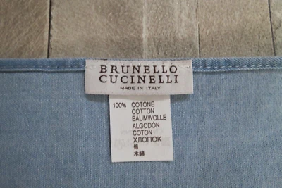 Como Nuevo Brunello Cucinelli Hecho en Italia Algodón Azul Pañuelo de Bolsillo Foto 1 de 4
