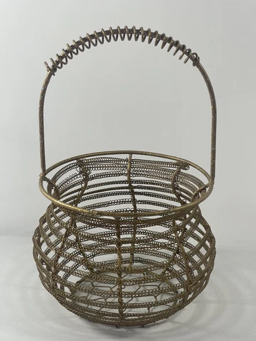 Display Wire Basket Country Farmhouse Folk Art Bronze Color Shimmer Kitchen Cover