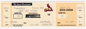 Sept 22 1998 St. Louis Cardinals Vs. Astros Unused Ticket McGwire HR Chase - Picture 1 of 2