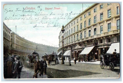 London England Postcard Scene in the Regent Street c1910 Posted Antique - Image 1 of 2