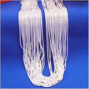 Lote de 10 piezas al por mayor collar de cadena de serpiente de plata maciza 925 de 1 mm de 16-30 pulgadas - Imagen 1 de 20
