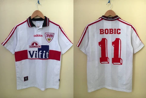 VFB Stuttgart 1996/97 #11 Bobic Adidas home football shirt soccer jersey. Size S Cover