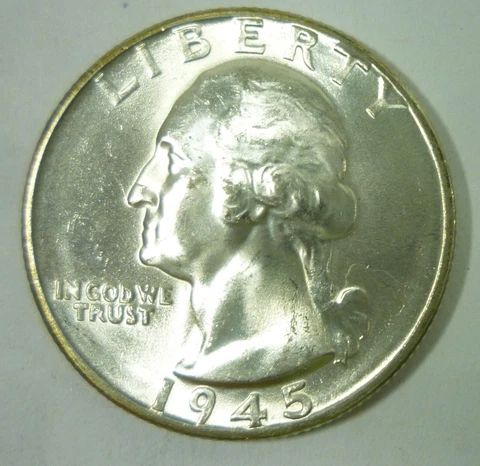 1945 Washington Quarter BU Cover