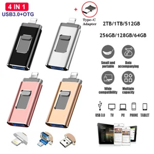 2TB 1TB 4 in 1 USB 3.0 Flash Drive Speicherstick für iPhone Samsung Android PC - Bild 1 von 15