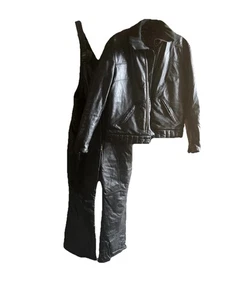 Bombardier Canada Vintage 80s Skidoo Leather Snowmobile Suit Drospo Bomber Set - Picture 1 of 8