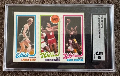 1980-81 Topps Larry Bird/Julius Erving/Magic Johnson SGC 5 - Image 1 of 2