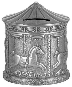 Baby Money Box Silver Gift Carousel Christening Newborn Shower Keepsake Present - Picture 1 of 2