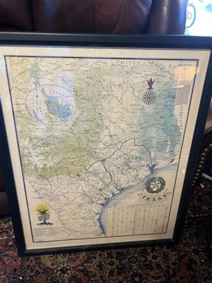 Vintage 1836 Revolutionary Map of Texas - Framed Historical Wall Art - Image 1 of 4