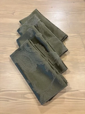 Juego - 4 Servilletas Poliéster Cachemira Verde Oliva Monocromáticas Color Mediterráneo Foto 1 de 4