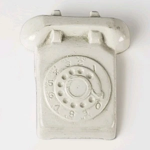 Vintage Hard Plastic Phone Telephone Miniature Toy Rotary Doll House White  - Picture 1 of 4