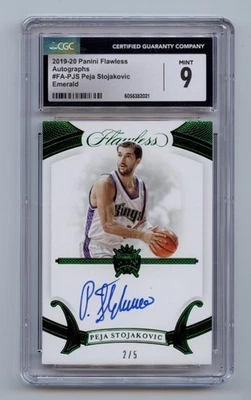 Flawless Peja Stojakovic Emerald Auto 2019 #/5 Kings CGC 9 Foto 1 de 2