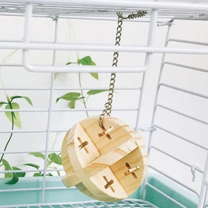 Wooden Balls Toys for Hamster Hanging Ball Pounce Chase Rattle Ball Toys - Picture 1 of 11