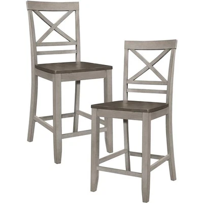 Silla Lexicon Brightleaf 23" altura mostrador en marrón y gris claro - Juego de 2 Foto 1 de 4