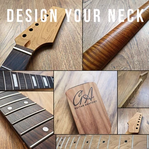 Custom Guitar Neck Strat Tele -Flame Maple • Rosewood • Inlays | Guitar Anatomy® - Picture 1 of 15