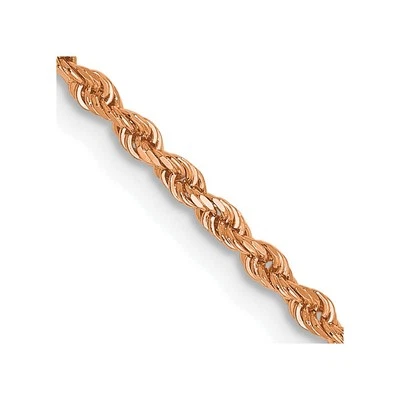 14k Rose Gold 1.5mm Diamond Cut Rope Chain Bracelet 8" - Image 1 of 4