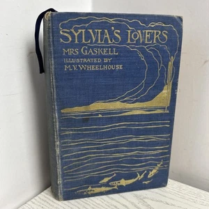 Sylvia’s Lovers, 1910, antikes Buch, blau, Unikateinband, ungeschnittene Seiten - Bild 1 von 10
