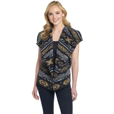 Cripple Creek Womens Open Front Blanket Wrap Scotch Blue 100% Polyester Vest M - Image 1 of 3