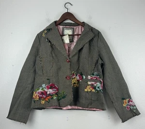 PAPARAZZI BY BIZ EMBROIDERED FLORAL HOUNDSTOOTH BLAZER JACKET WOMEN'S XL NEW - Picture 1 of 14