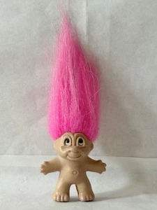 Vintage DAM 1.5" tall Troll Doll Miniature pencil Topper Pink Hair - Picture 1 of 11