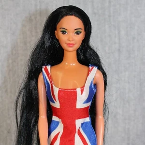 BARBIE MATTEL Doll Vintage Fashion 1980s Miko Union Jack Dress Dressed - Bild 1 von 15
