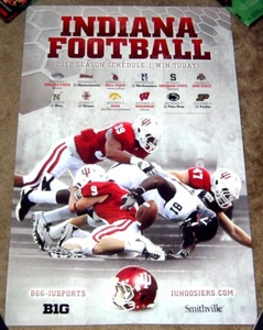 RARE INDIANA UNIVERSITY HOOSIERS 2012 FOOTBALL POSTER SCHEDULE - MINT! - Picture 1 of 1