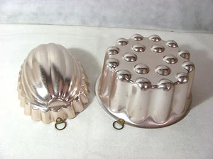 Vintage Rosa Kupfer Aluminium Rund 4 Tasse und Oval 2 1/2 Tasse Gele-O/Dessert Formen - Bild 1 von 11