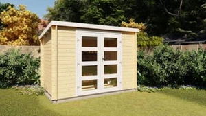 Gartenhaus aus Holz 3x2 Flachdach 28mm Blockhaus Gerätehaus Holzhaus - Bild 1 von 10
