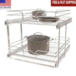 2 Ebenen Ausziehbarer Schrank Organizer Küche Aufbewahrungskorb Ausziehsystem Neu - Bild 1 von 7
