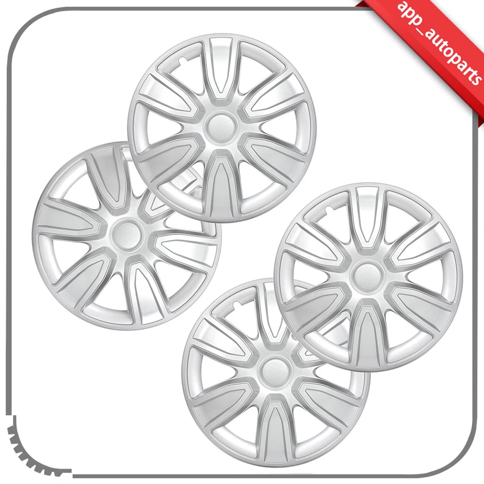 4x Wheel Covers 15 inch Snap On Full Silver Hub Caps For Dodge Caravan Ford Foto 1 de 4