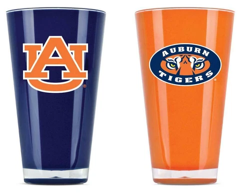 Auburn Tigers 20oz Insulated Acrylic Tumbler Set of 2 [NEW] NCAA Glass Mug Cup Cover