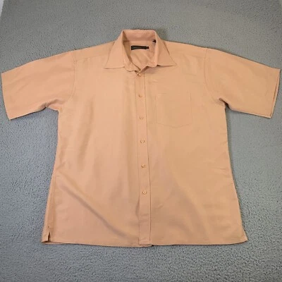 Bugatchi Uomo Shirt Mens XL Button Up Peach Striped Pocket Casual Modal Blend - Image 1 of 4