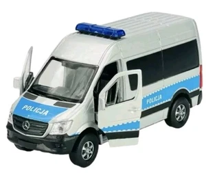 WELLY MERCEDES-BENZ SPRINTER PANEL VAN POLAND POLICE 1:34 DIE CAST METAL NEW - Picture 1 of 13