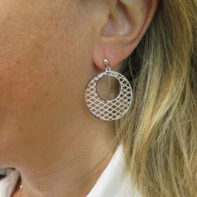 Orecchini pendenti in oro bianco 18 ct traforati - Immagine 1 di 2
