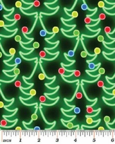 Neon Christmas Trees 1/2 Yard - Image 1 of 1