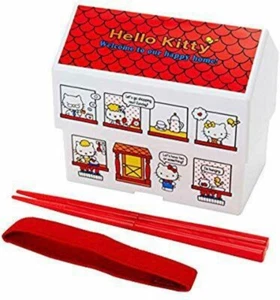 Fiambrera estilo casa Hello Kitty 2 niveles palillos Bento incluidos envío gratuito - Imagen 1 de 9