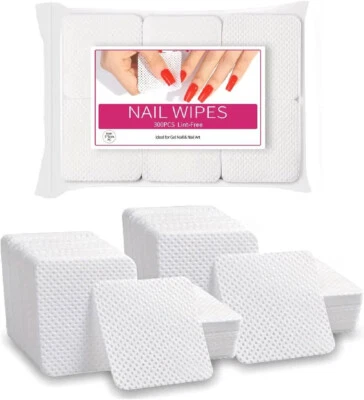 300 Pack Lint Free Nail Wipes Cotton Pads for Gel Polish Makeup Remover Prep - Image 1 of 4