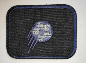 Aufbügler, Aufnäher,Rechteck Fußball schwarz blau, Bügelbild - Picture 1 of 2