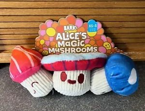 Bark Box XS-S ALICE'S MAGIC MUSHROOMS Crinkle Squeaker 3 pc. Plush Dog Toy NWT! - Picture 1 of 3
