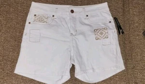 New Directions Shorts Stretch Jeans Baumwolle Denim Taschen mittlerer Anstieg Größe-10 weiß - Bild 1 von 4