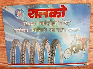 Rare Unique Old Vintage Ralco Tyres Adv Tin Sign Board Collectible India B2 - Picture 1 of 12