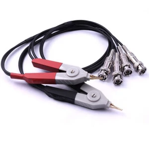 4BNC, 2 BNC per canale (rosso + nero) LCR Meter Test Cavi Clip Kelvin Fili US - Foto 1 di 12